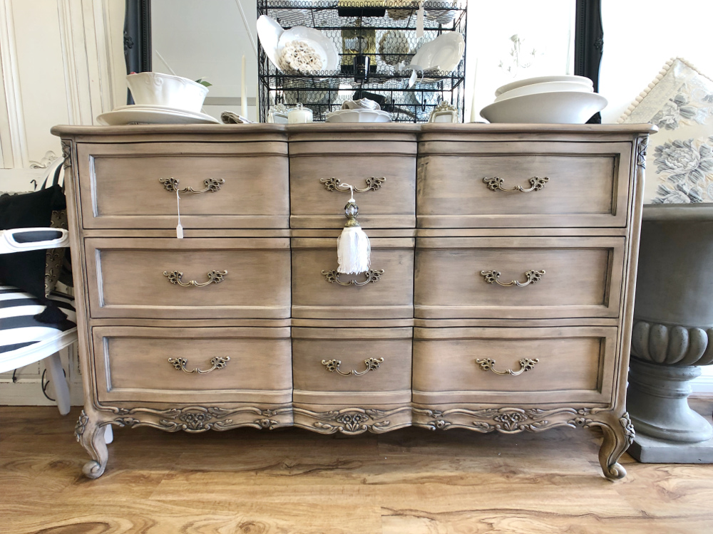 grey french provincial dresser