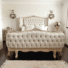 Coquette Wingback Antique Sand Diamond Tufted Bed