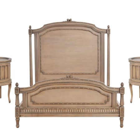 Emilia Antique Brown Carved Bed | Rococo Decor