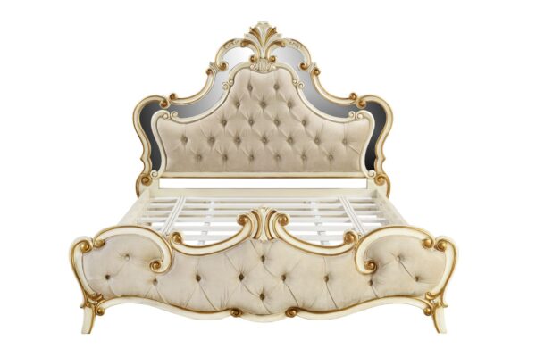 Monique Mirrored Back Tufted French Upholstered Bed