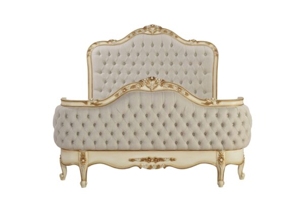 Savannah Dusty Ivory Tufted Upholstered French Bed