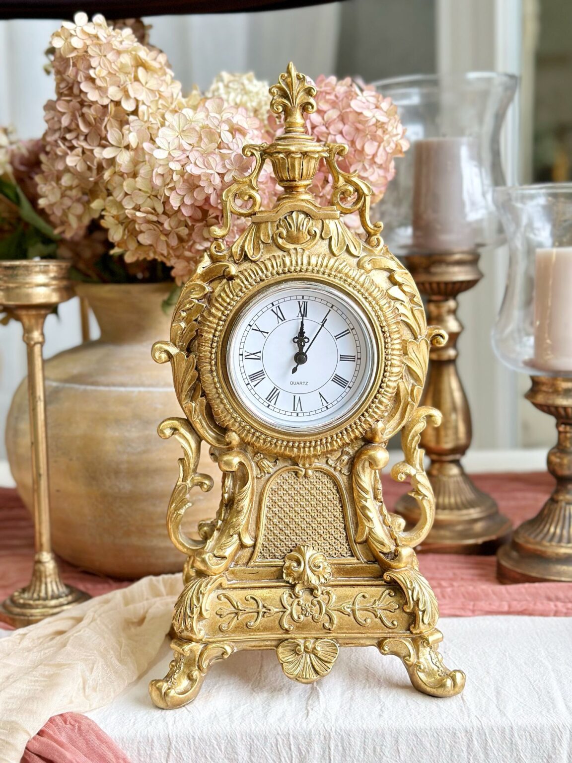 Classic Gold Mantel Clock Rococo Decor