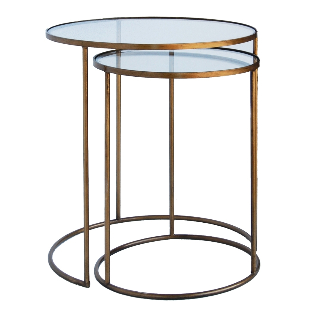 Gold Glass Round Top Nesting Table | Rococo Decor