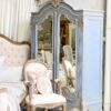 Aurora Double Mirrored Door Vintage Blue Armoire